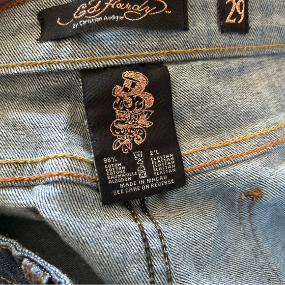 ED HARDY Logo Spellout Jeans Flare Denim Size 29 - Picture 6 of 6